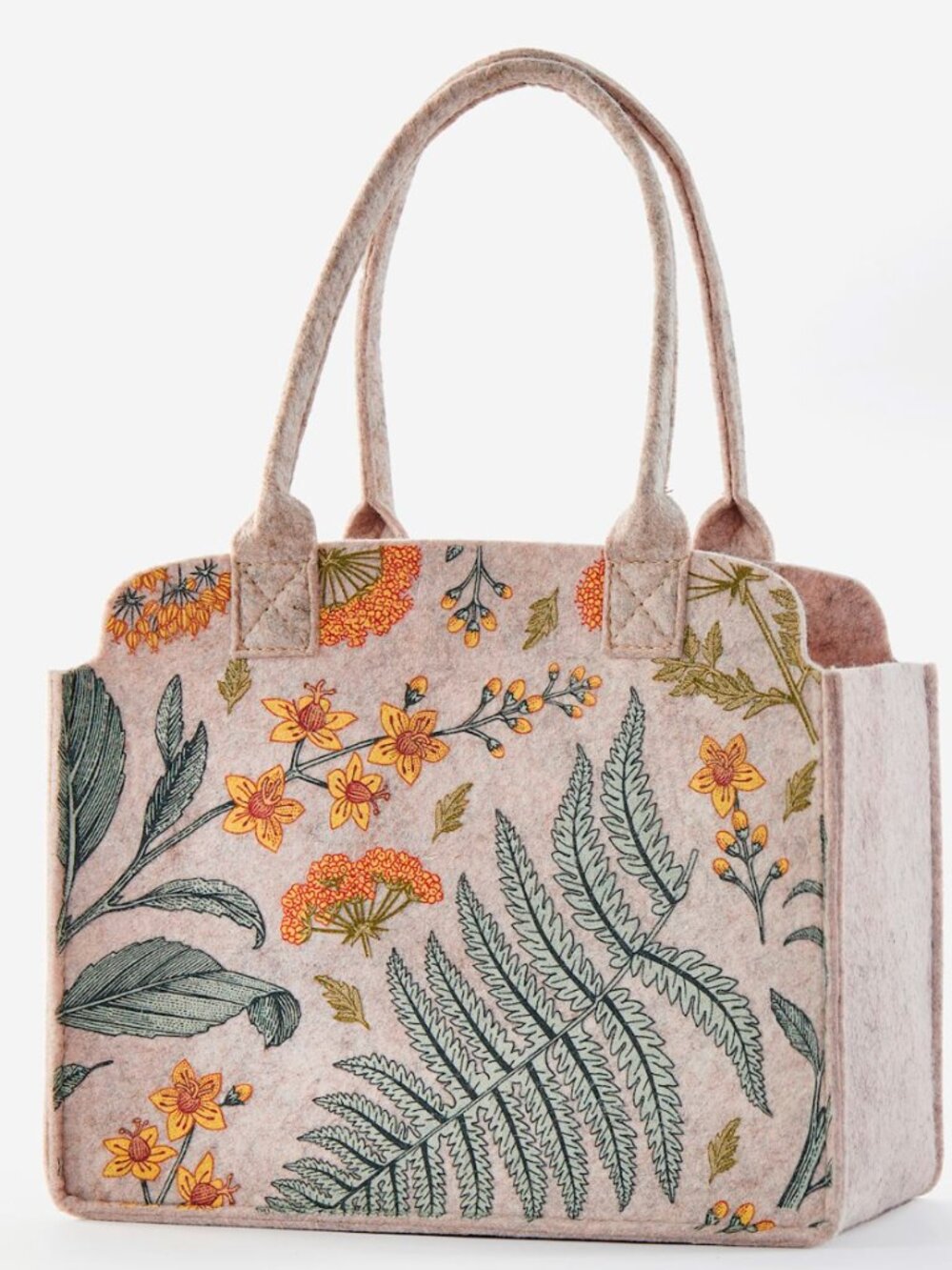 Felt Bag with Turquoise and Yellow Print